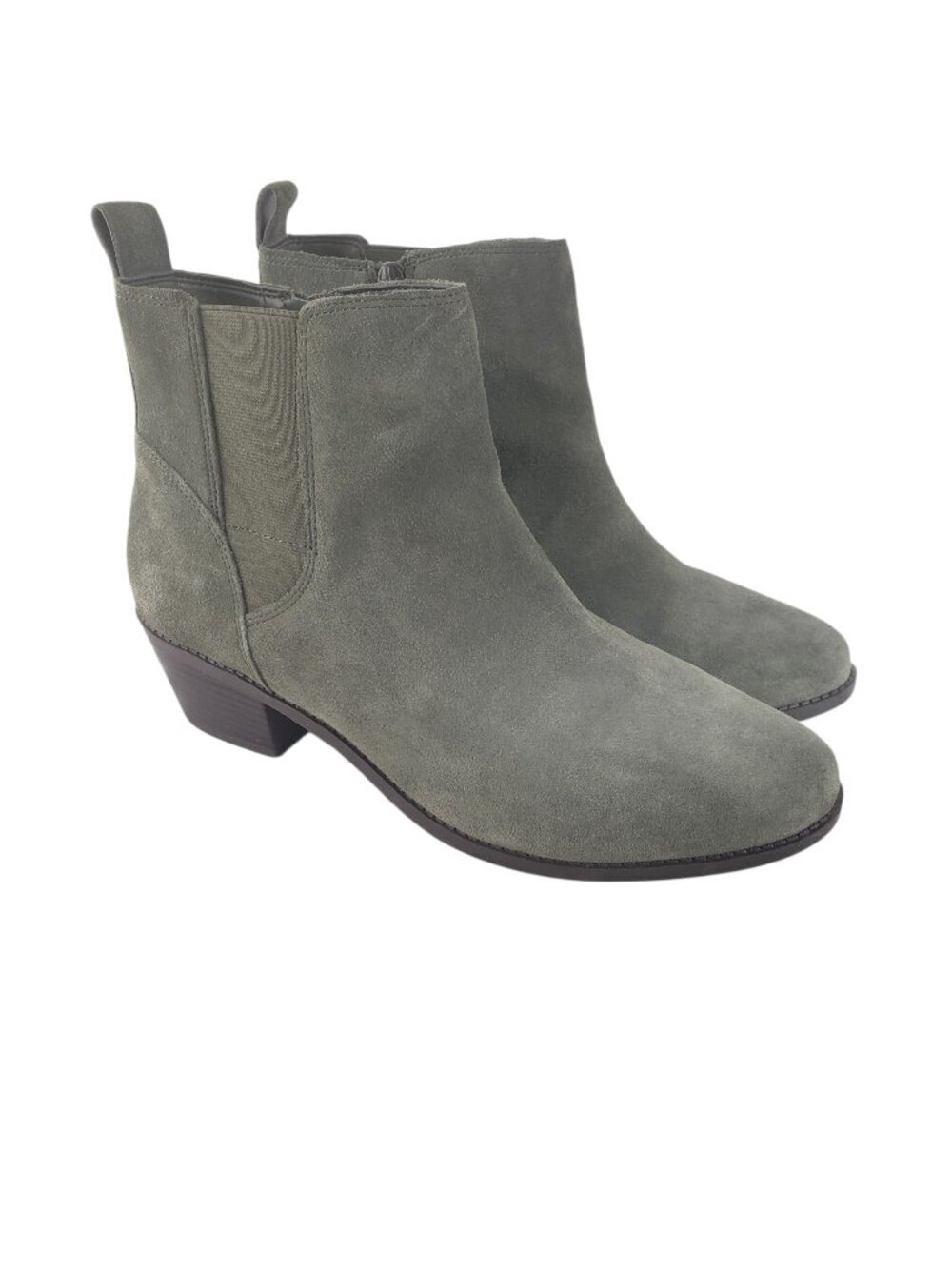 Vionic Roseland Side Zip Chelsea Boot Olive Green Suede Comfort Womens 10 Wide